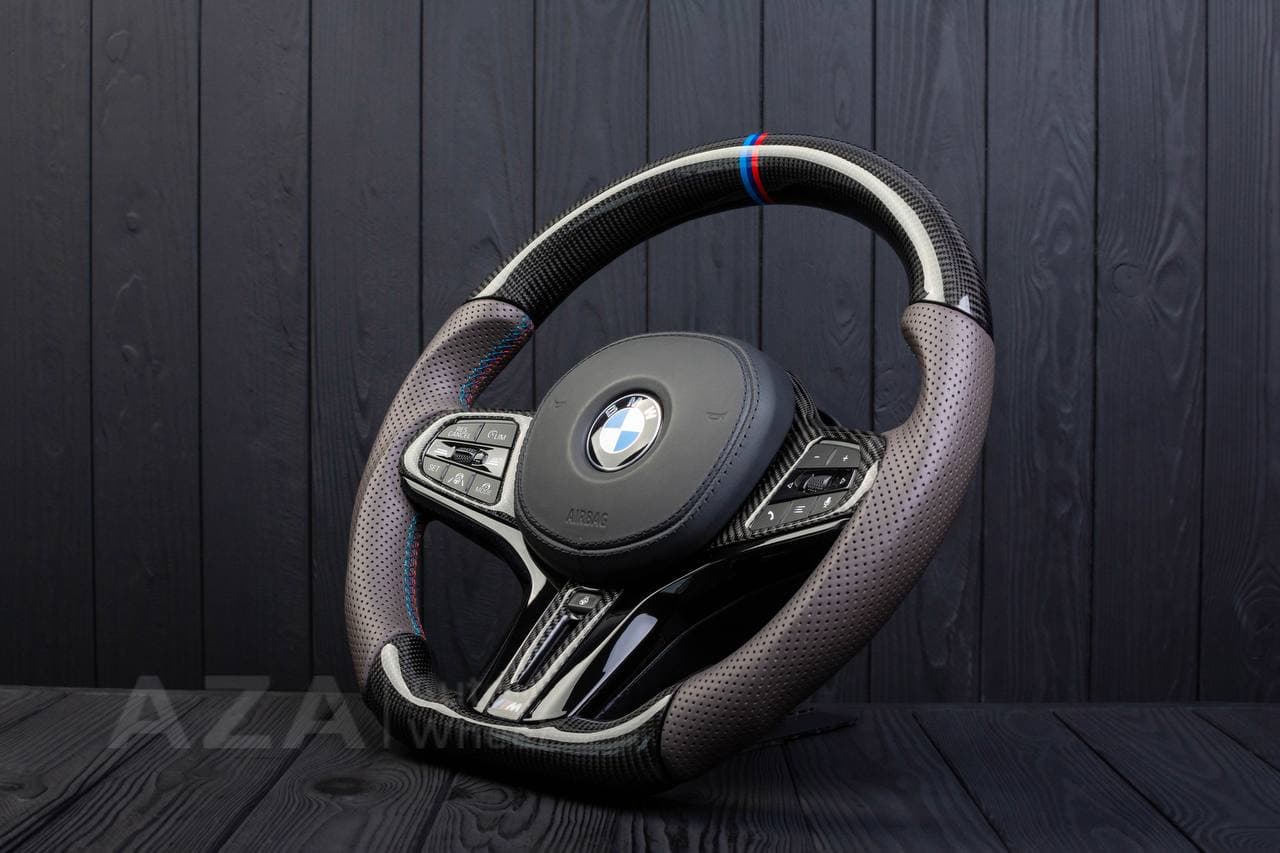 Custom Steering wheel 2017+ BMW F90 M5 G80 M3 M4 M8 X5M X6M X3M X4M Heated Carbon fiber/Perforated leather/M stripe - Image 5