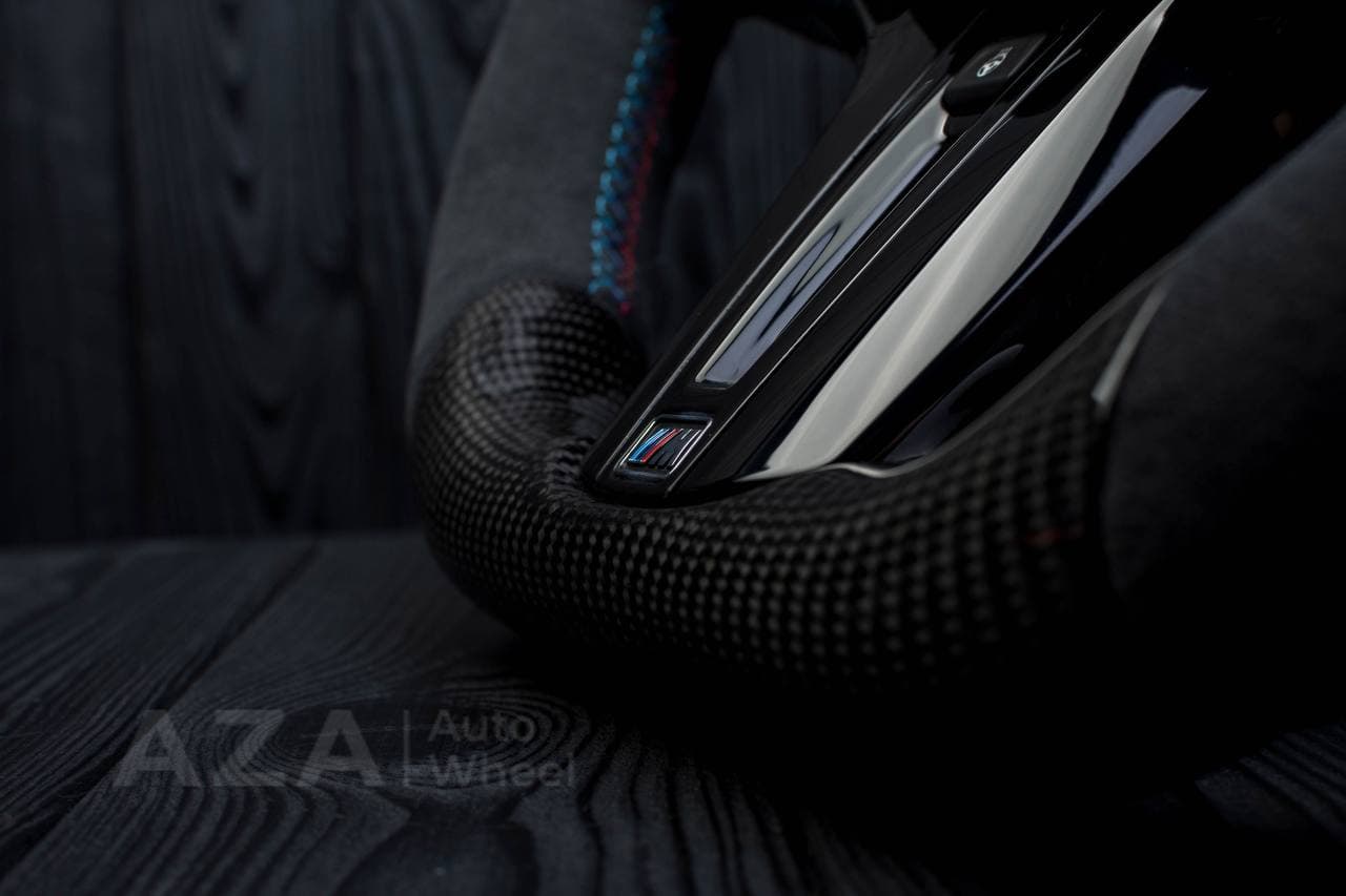 Custom Steering wheel 2017+ BMW F90 M5 G80 M3 M4 M8 X5M X6M X3M X4M Heated Carbon fiber/Alcantara/Red stripe - Image 12