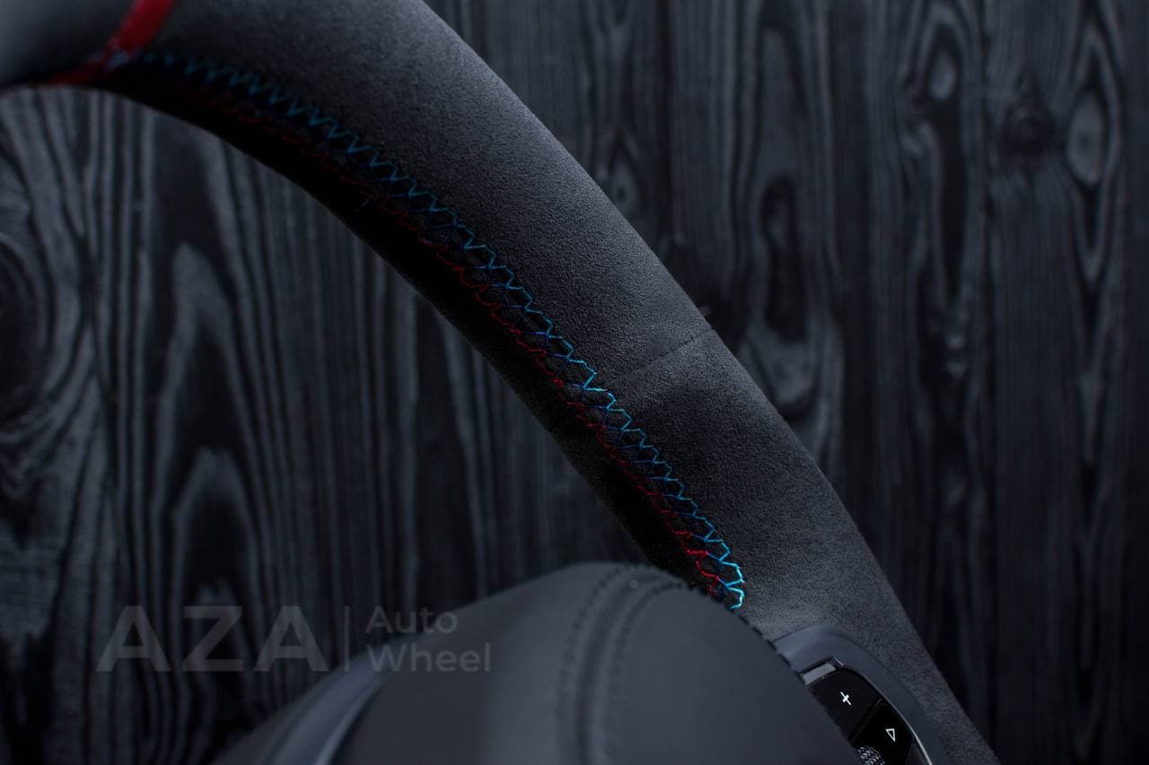 Custom Steering wheel 2017+ BMW F90 M5 G80 M3 M4 M8 X5M X6M X3M X4M Heated Carbon fiber/Alcantara/Red stripe - Image 8