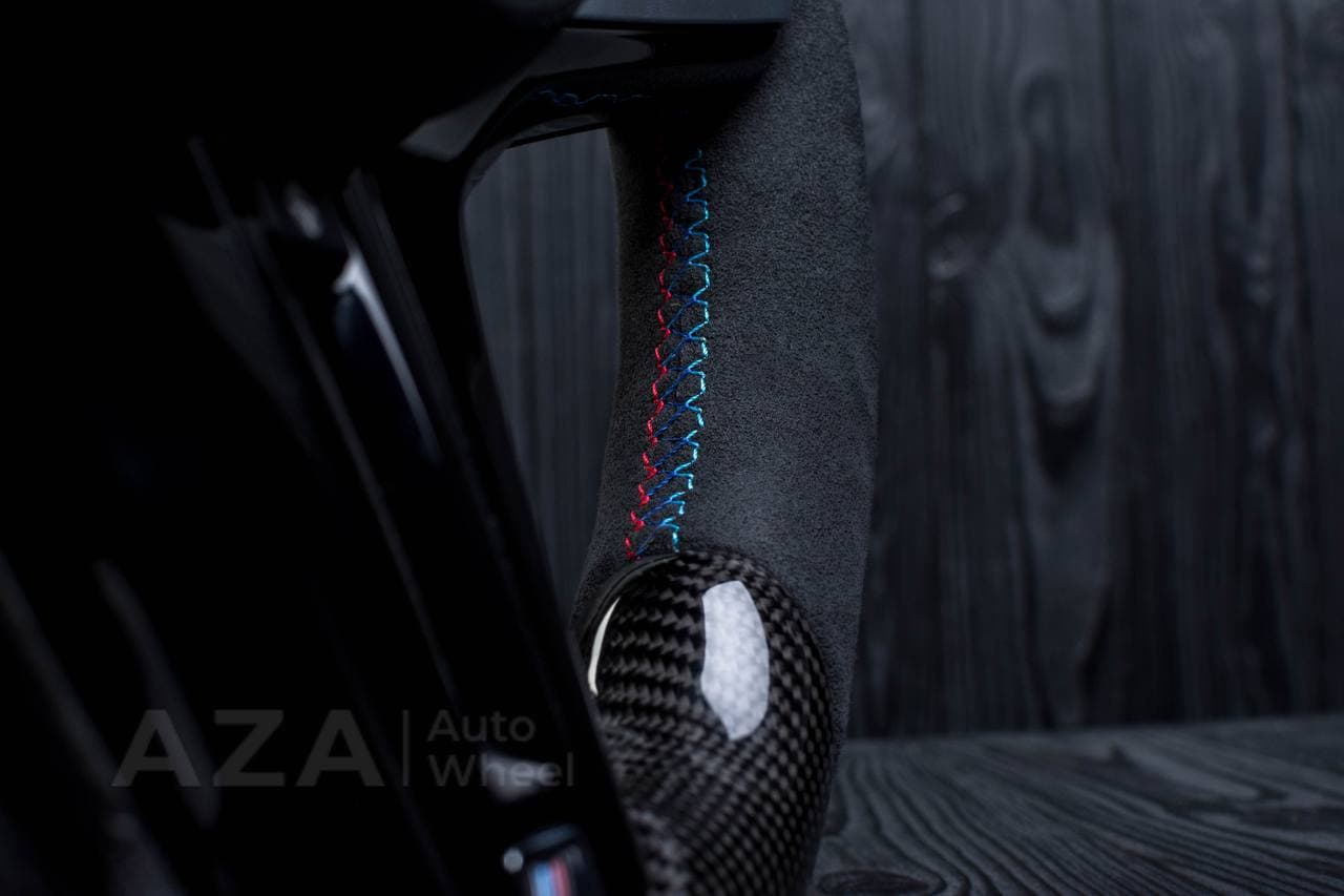 Custom Steering wheel 2017+ BMW F90 M5 G80 M3 M4 M8 X5M X6M X3M X4M Heated Carbon fiber/Alcantara/Red stripe - Image 6