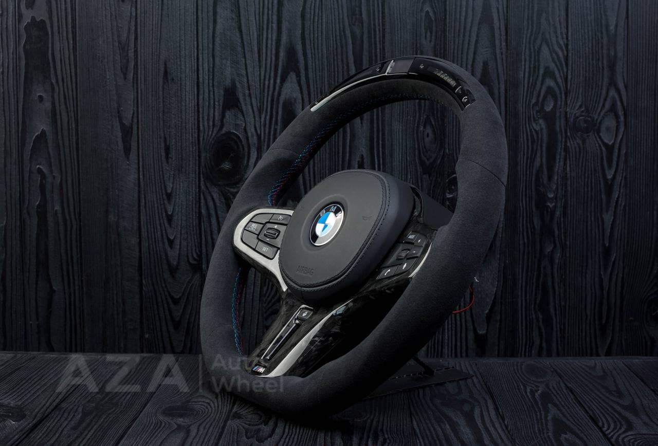 Steering wheel BMW G20 3 SERIES /G30 5 SERIES /G05 X5 / G07 X7 / G15 8 SERIES/ G11 G12 7 SERIES Heated Forget carbon trims/Alcantara/Led screen - Image 6