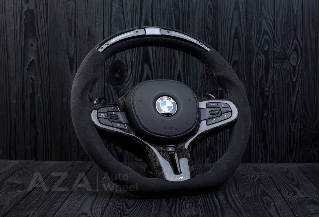 Steering wheel BMW G20 3 SERIES /G30 5 SERIES /G05 X5 / G07 X7 / G15 8 SERIES/ G11 G12 7 SERIES Heated Forget carbon trims/Alcantara/Led screen - Image 3