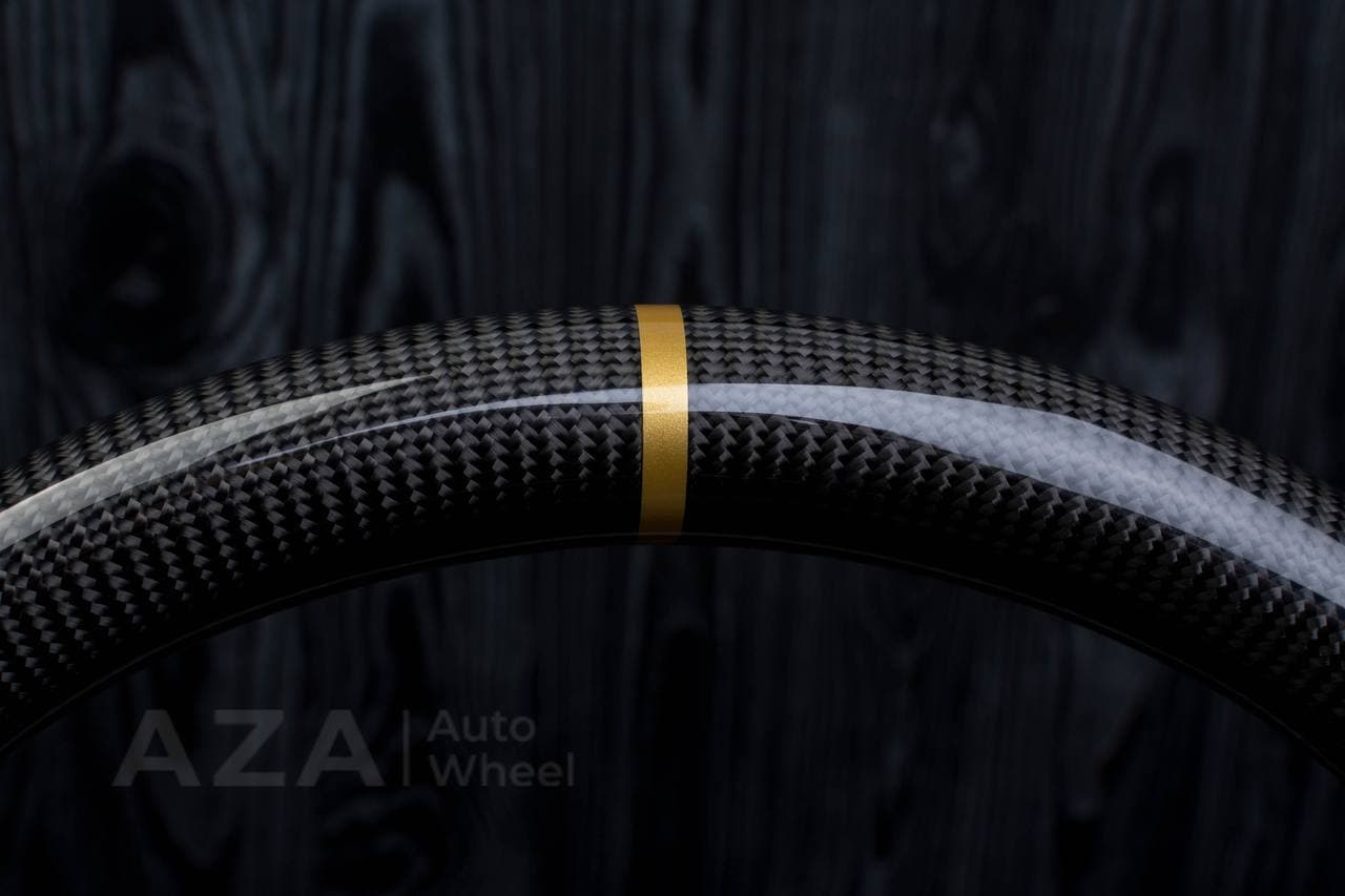 Steering wheel Tesla Model S/X Carbon fiber/Napa/Gold stripe - Image 13