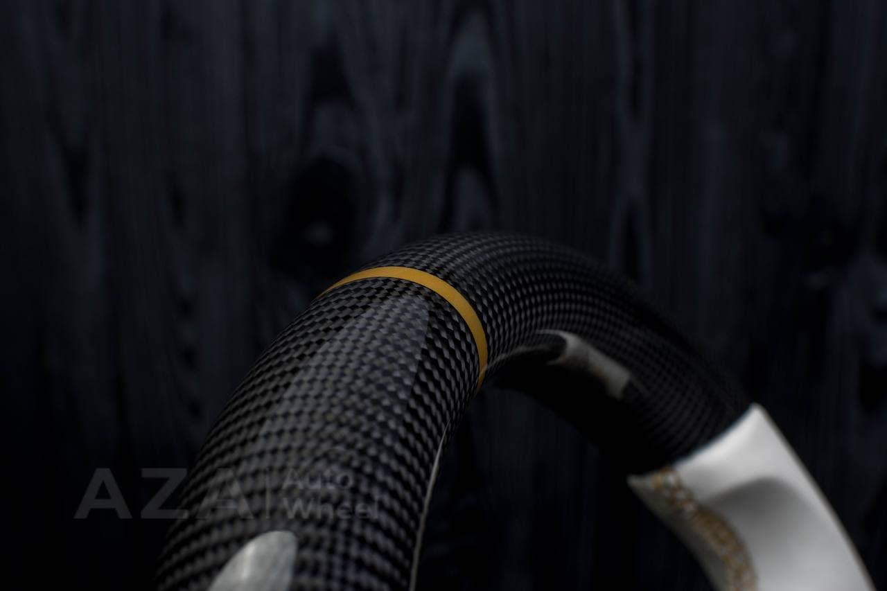 Steering wheel Tesla Model S/X Carbon fiber/Napa/Gold stripe - Image 12