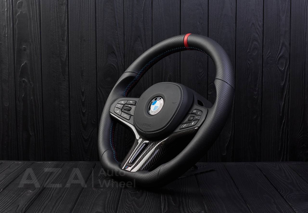 Steering wheel BMW G20 3 SERIES /G30 5 SERIES /G05 X5 / G07 X7 / G15 8 SERIES/ G11 G12 7 SERIES Carbon fiber trims/Perforated leather/Red stripe - Image 6