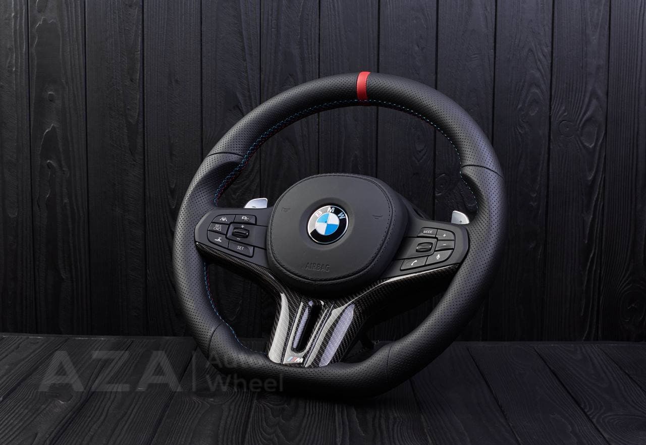 Steering wheel BMW G20 3 SERIES /G30 5 SERIES /G05 X5 / G07 X7 / G15 8 SERIES/ G11 G12 7 SERIES Carbon fiber trims/Perforated leather/Red stripe - Image 5
