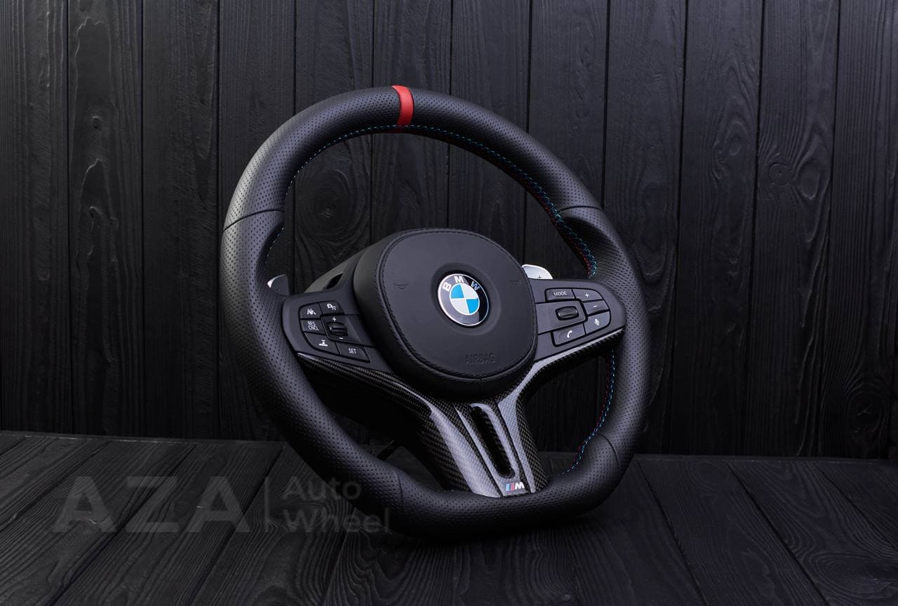 Steering wheel BMW G20 3 SERIES /G30 5 SERIES /G05 X5 / G07 X7 / G15 8 SERIES/ G11 G12 7 SERIES Carbon fiber trims/Perforated leather/Red stripe - Image 3