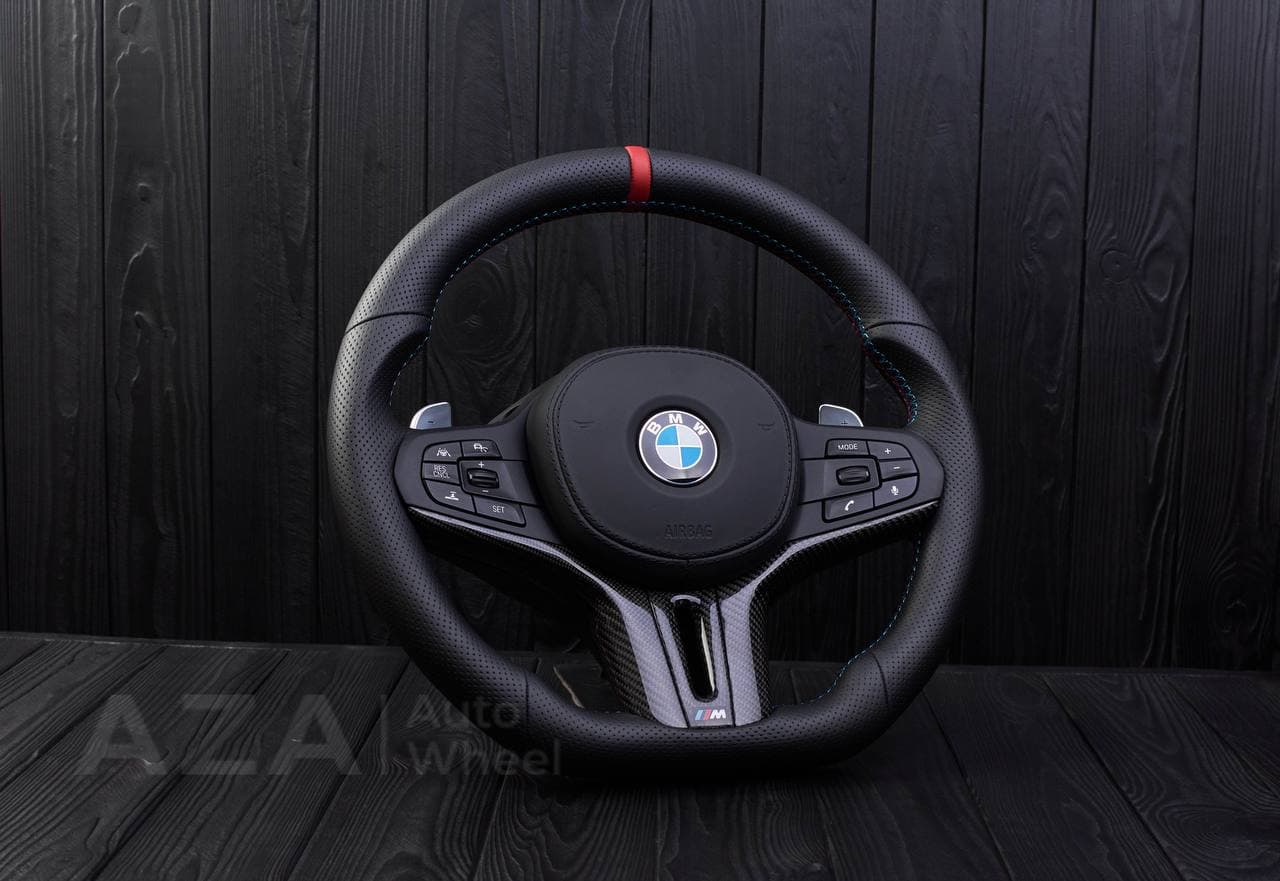 Steering wheel BMW G20 3 SERIES /G30 5 SERIES /G05 X5 / G07 X7 / G15 8 SERIES/ G11 G12 7 SERIES Carbon fiber trims/Perforated leather/Red stripe - Image 4