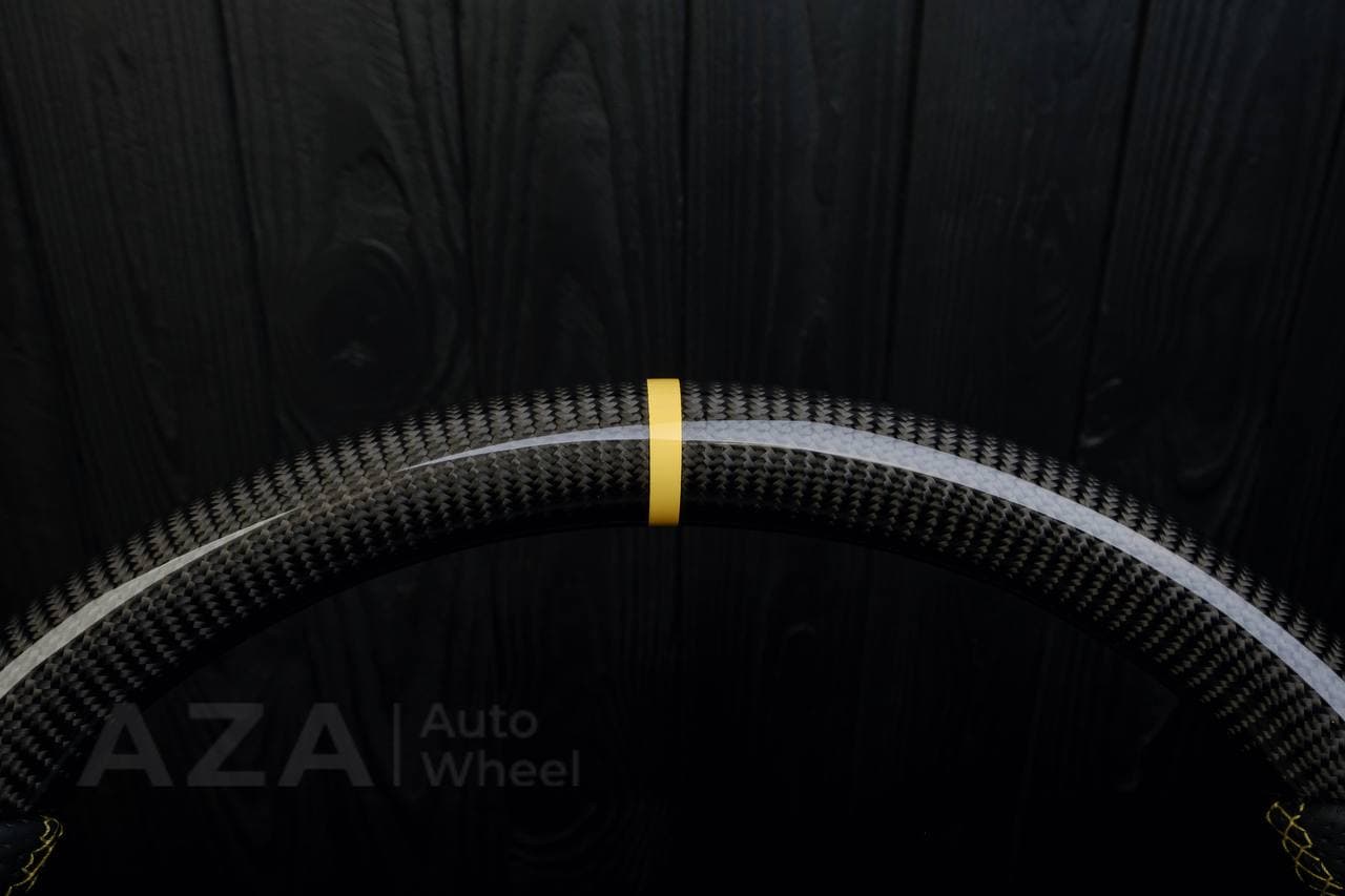 Steering wheel Ford Mustang GT Cobra Carbon fiber/Perforated leather/Yellow stripe - Image 15