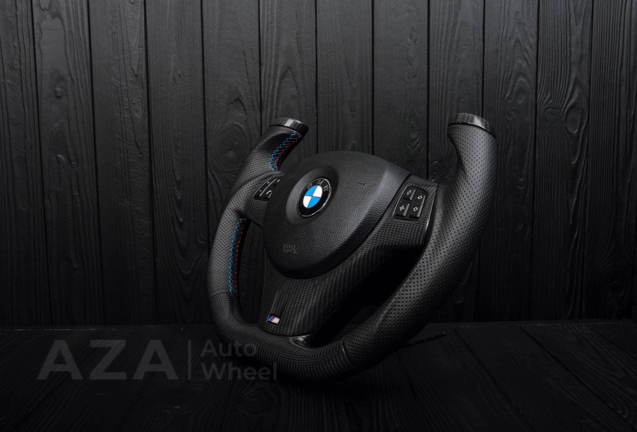 Steering wheel BMW E9X E8X jet style Off Road Only Matte carbon fiber/Perforated leather - Image 6
