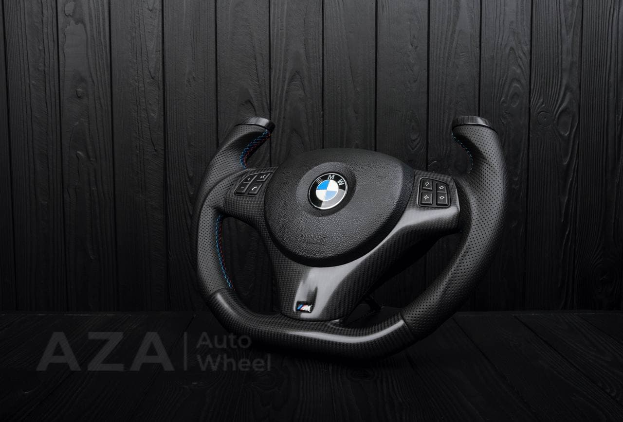 Steering wheel BMW E9X E8X jet style Off Road Only Matte carbon fiber/Perforated leather - Image 5