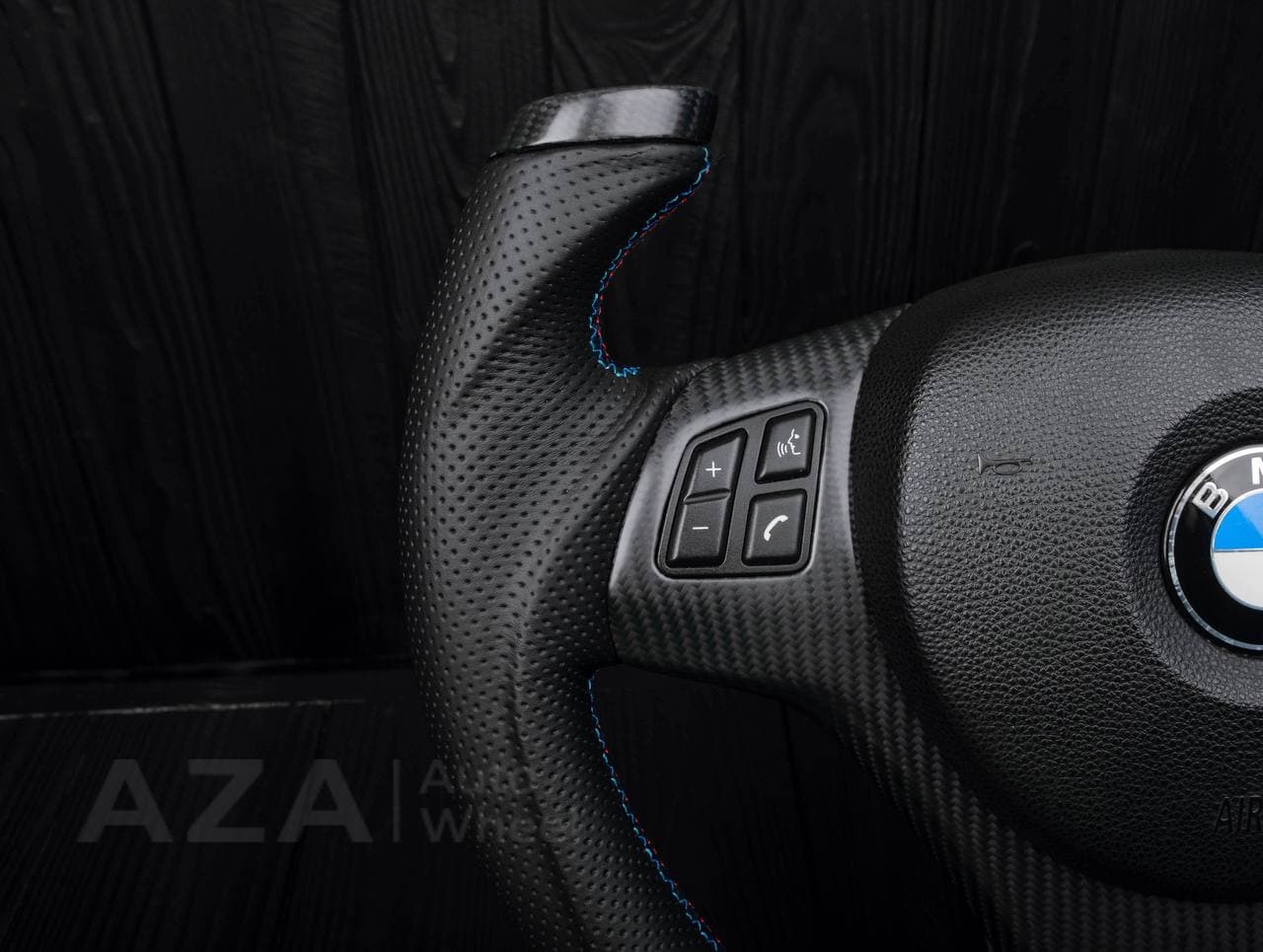 Steering wheel BMW E9X E8X jet style Off Road Only Matte carbon fiber/Perforated leather - Image 13