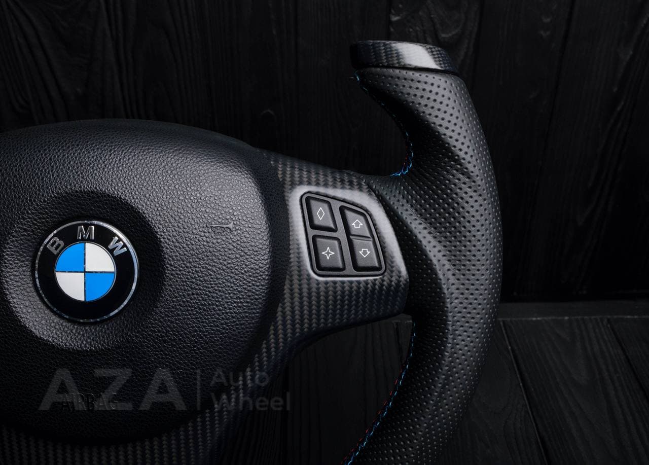 Steering wheel BMW E9X E8X jet style Off Road Only Matte carbon fiber/Perforated leather - Image 9