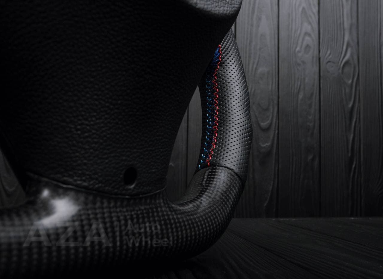 Steering wheel BMW E9X E8X jet style Off Road Only Matte carbon fiber/Perforated leather - Image 8