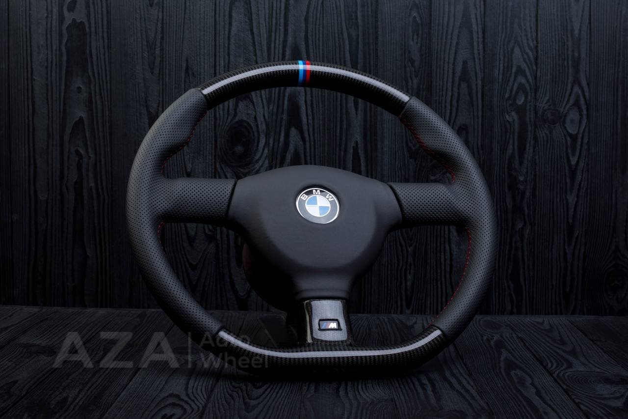 Steering wheel BMW E30 M-Tech 2 (any color stripe and stitch) Carbon fiber/Perforated leather/M stripe - Image 3