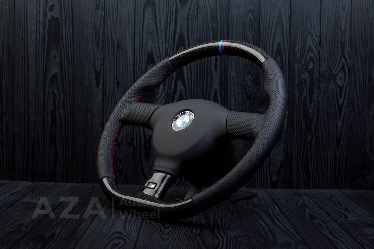 Steering wheel BMW E30 M-Tech 2 (any color stripe and stitch) Carbon fiber/Perforated leather/M stripe - Image 4