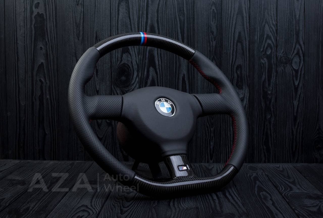 Steering wheel BMW E30 M-Tech 2 (any color stripe and stitch) Carbon fiber/Perforated leather/M stripe - Image 5