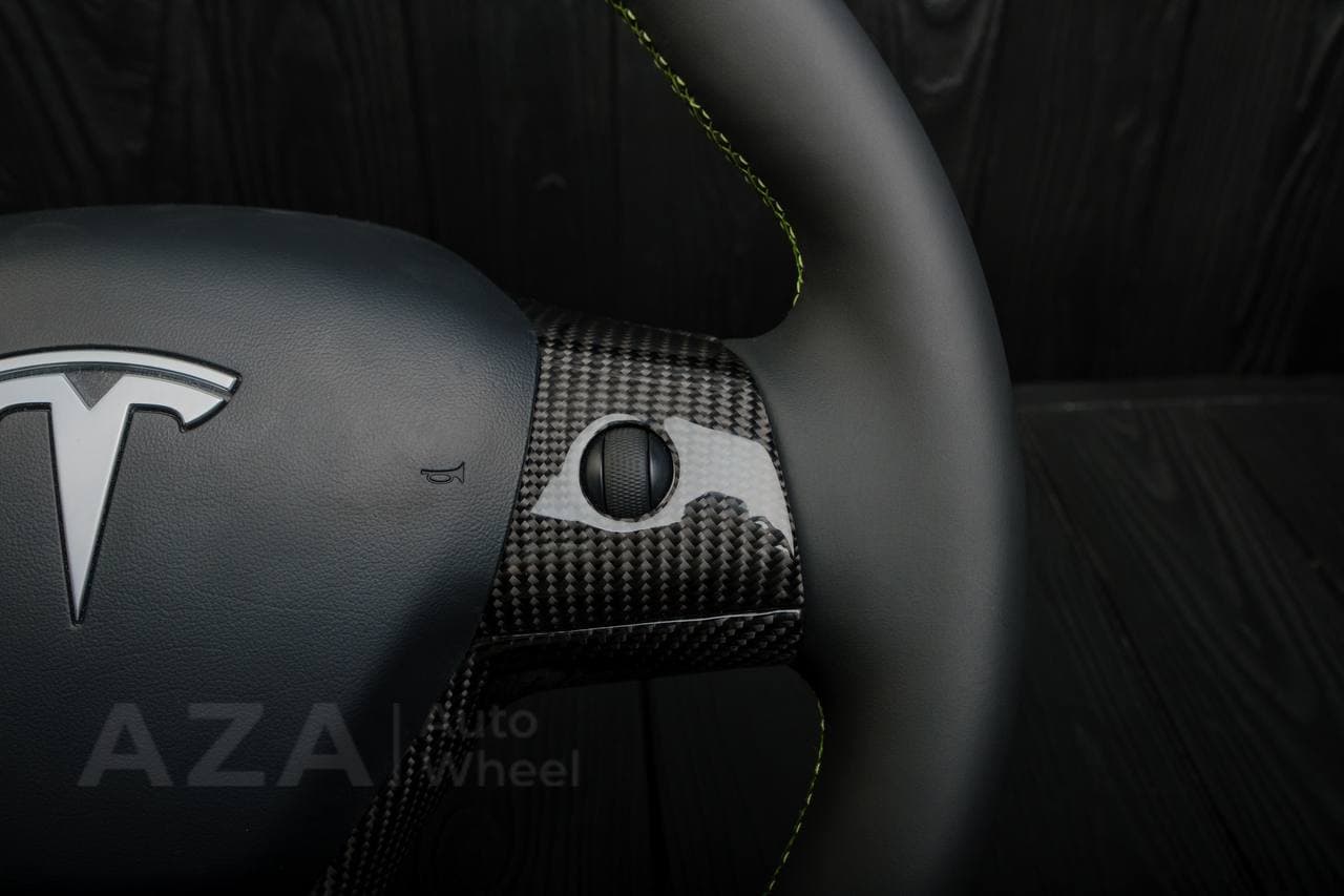 Steering wheel Tesla Model 3/Y Carbon fiber/Napa/Lime stripe - Image 13