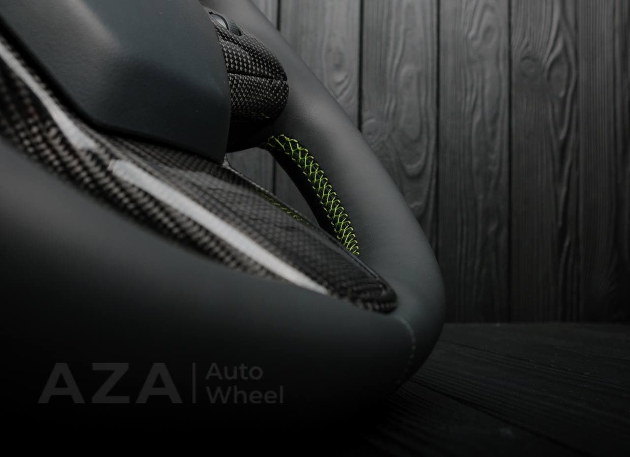 Steering wheel Tesla Model 3/Y Carbon fiber/Napa/Lime stripe - Image 11