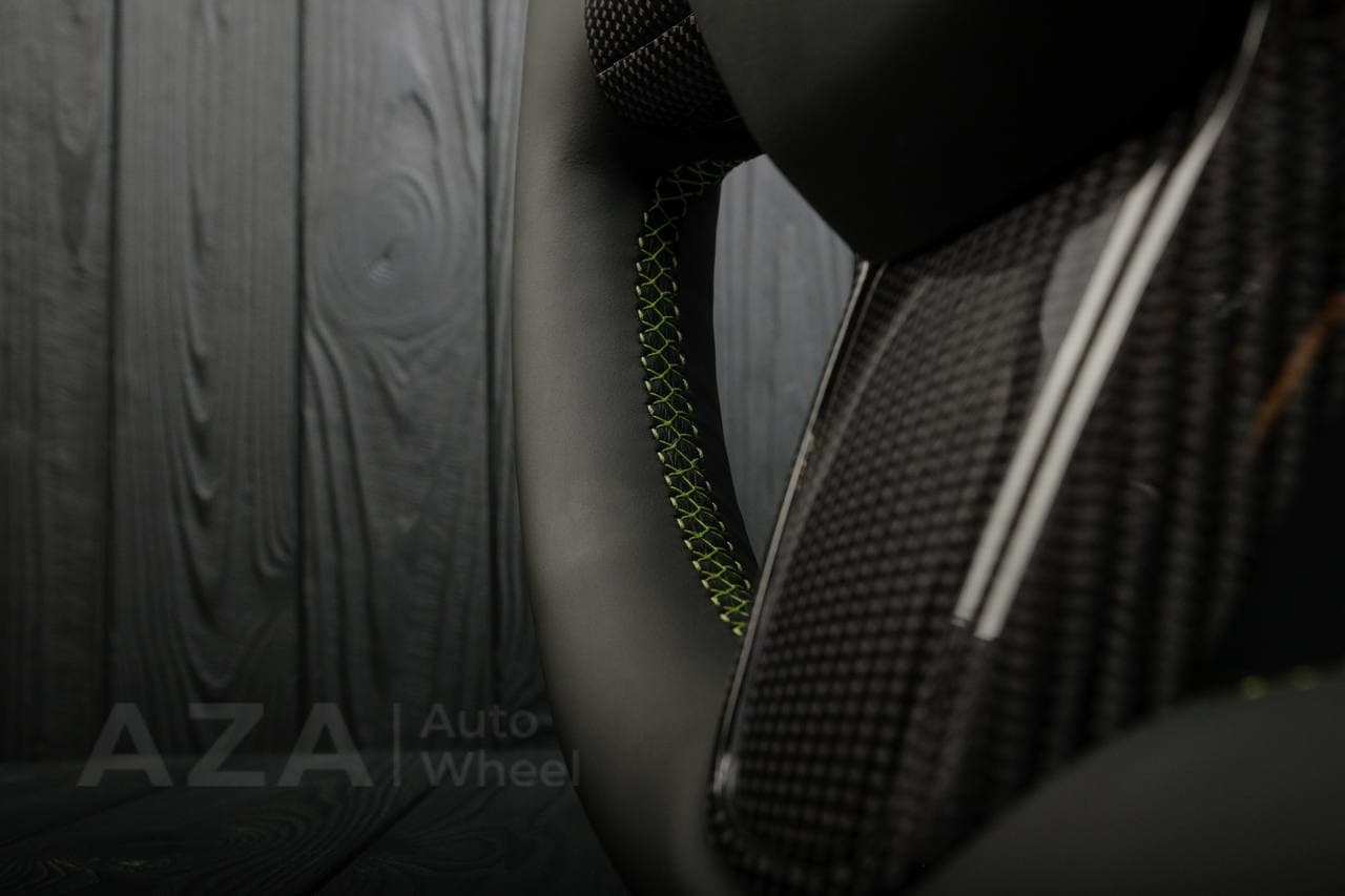 Steering wheel Tesla Model 3/Y Carbon fiber/Napa/Lime stripe - Image 9
