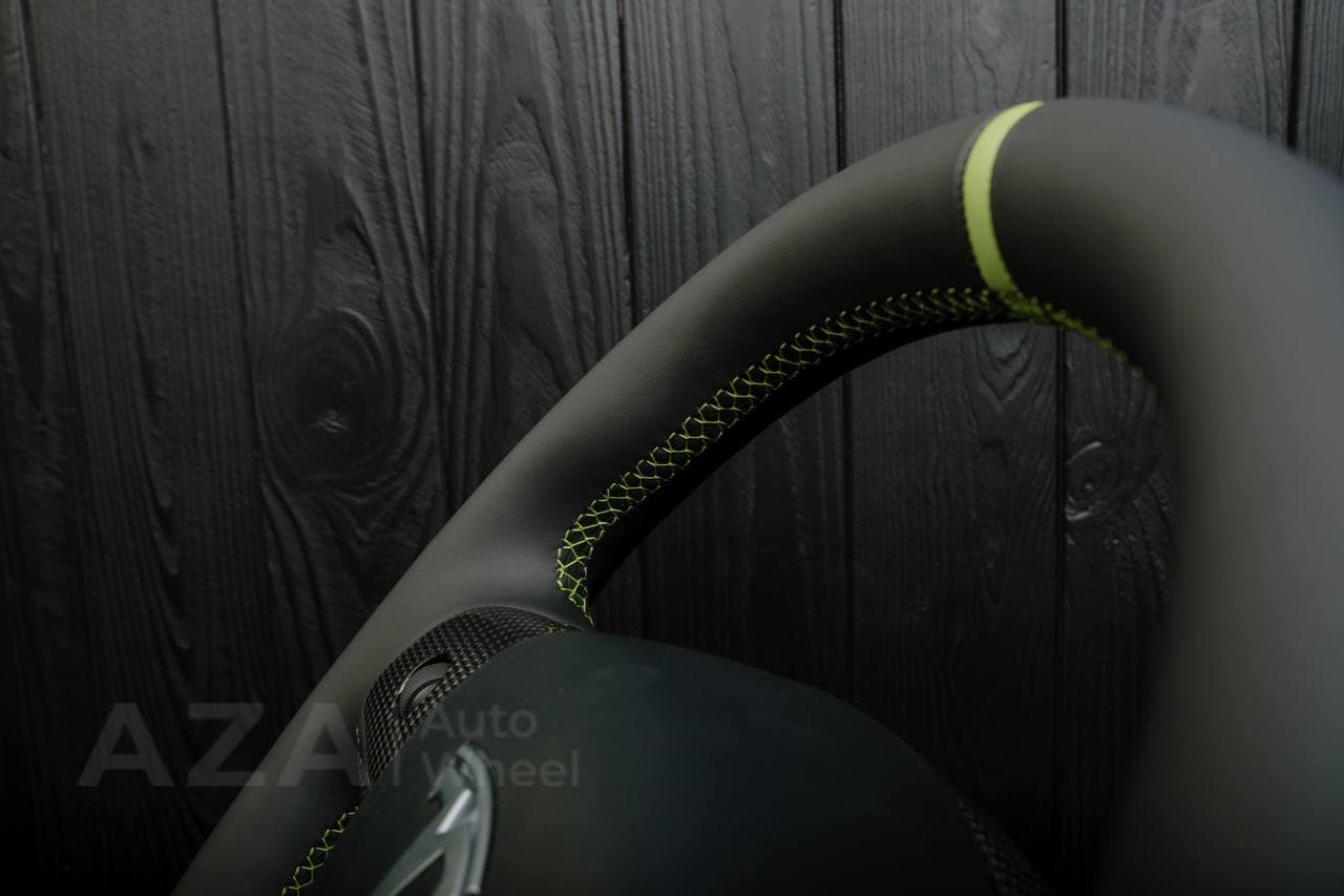 Steering wheel Tesla Model 3/Y Carbon fiber/Napa/Lime stripe - Image 8