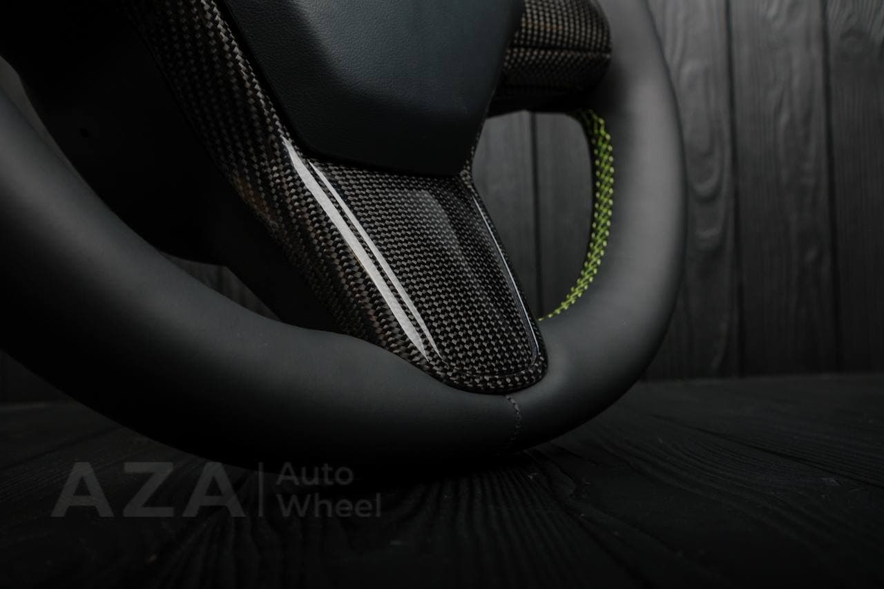 Steering wheel Tesla Model 3/Y Carbon fiber/Napa/Lime stripe - Image 7