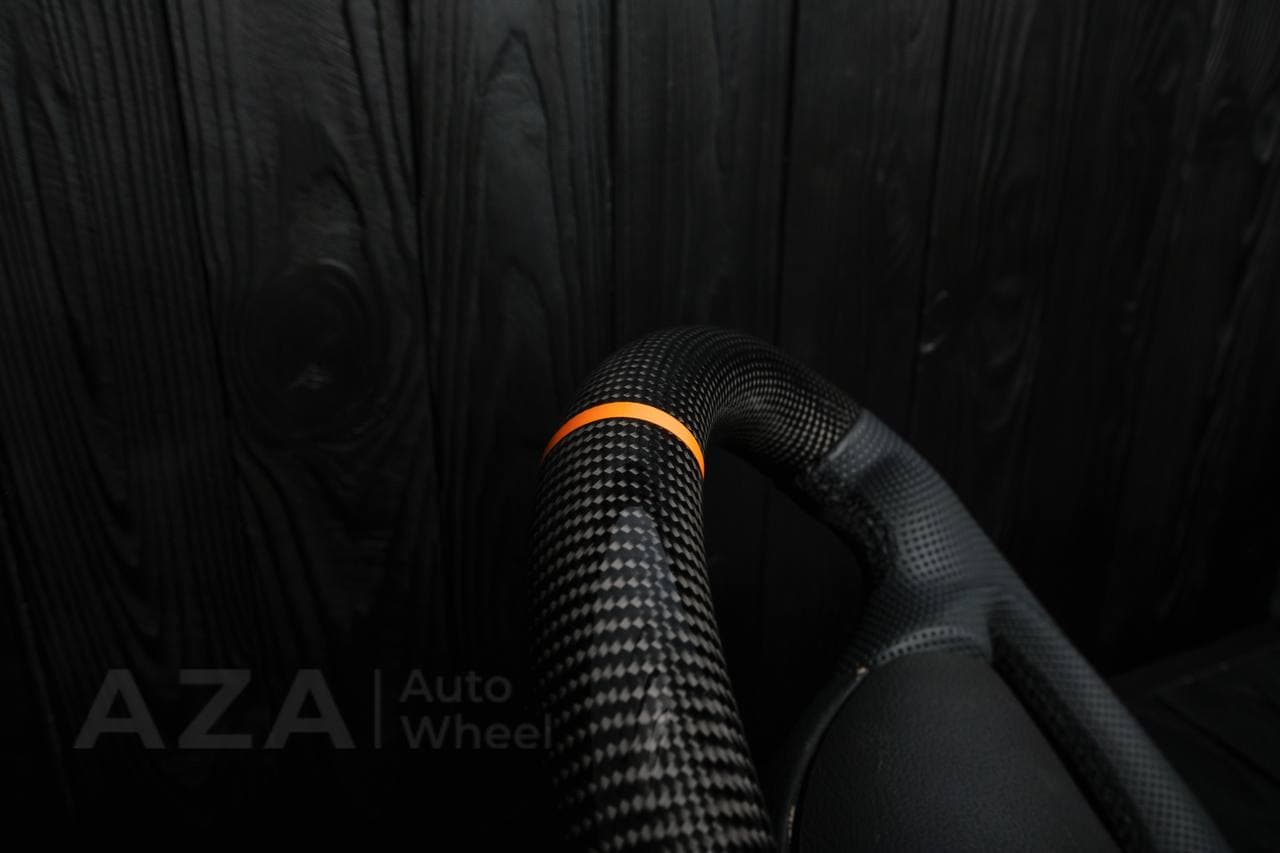 Steering wheel Ford Mustang GT Cobra Carbon fiber/Perforated leather/Orange stripe - Image 7