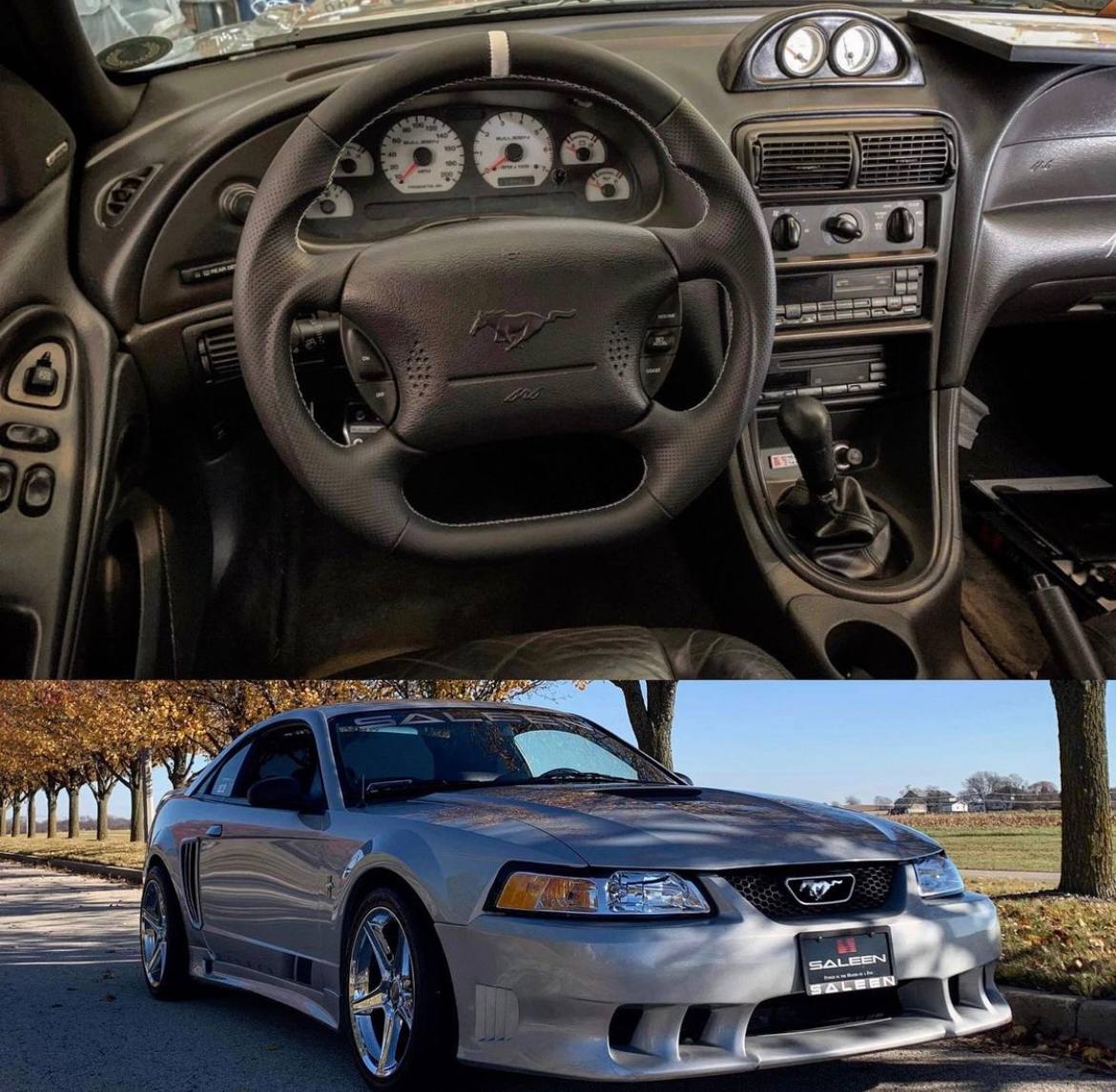 Steering wheel Ford Mustang GT Cobra Napa/Perforated leather/White stripe - Image 16