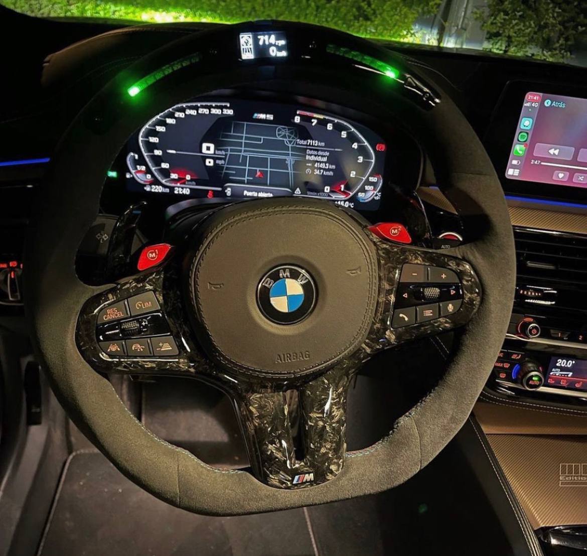 Custom Steering wheel 2017+ BMW F90 M5 G80 M3 M4 M8 X5M X6M X3M X4M Non Heated Alcantara/Forged carbon trims/Led screen - Image 17