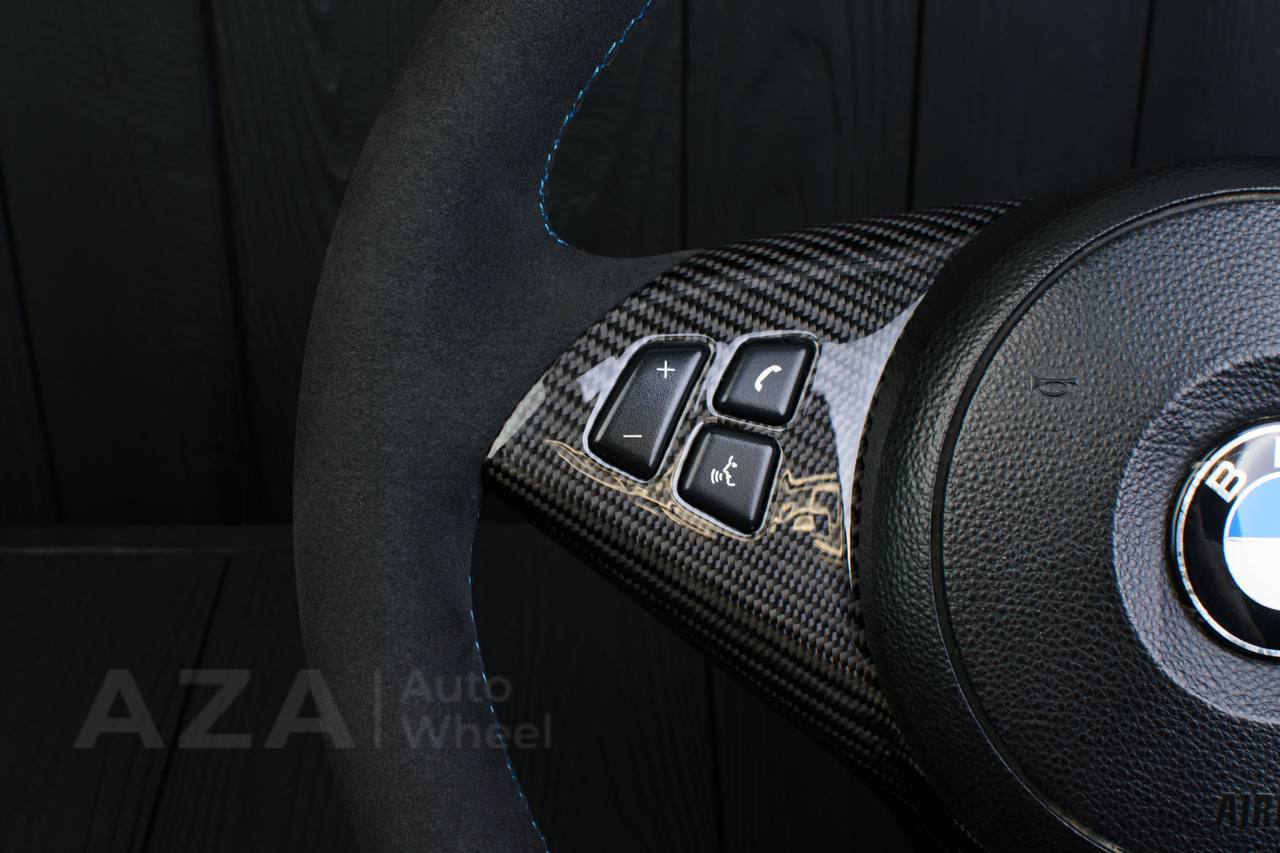 Steering wheel BMW E6X Carbon fiber trims/Alcantara/White stripe - Image 13