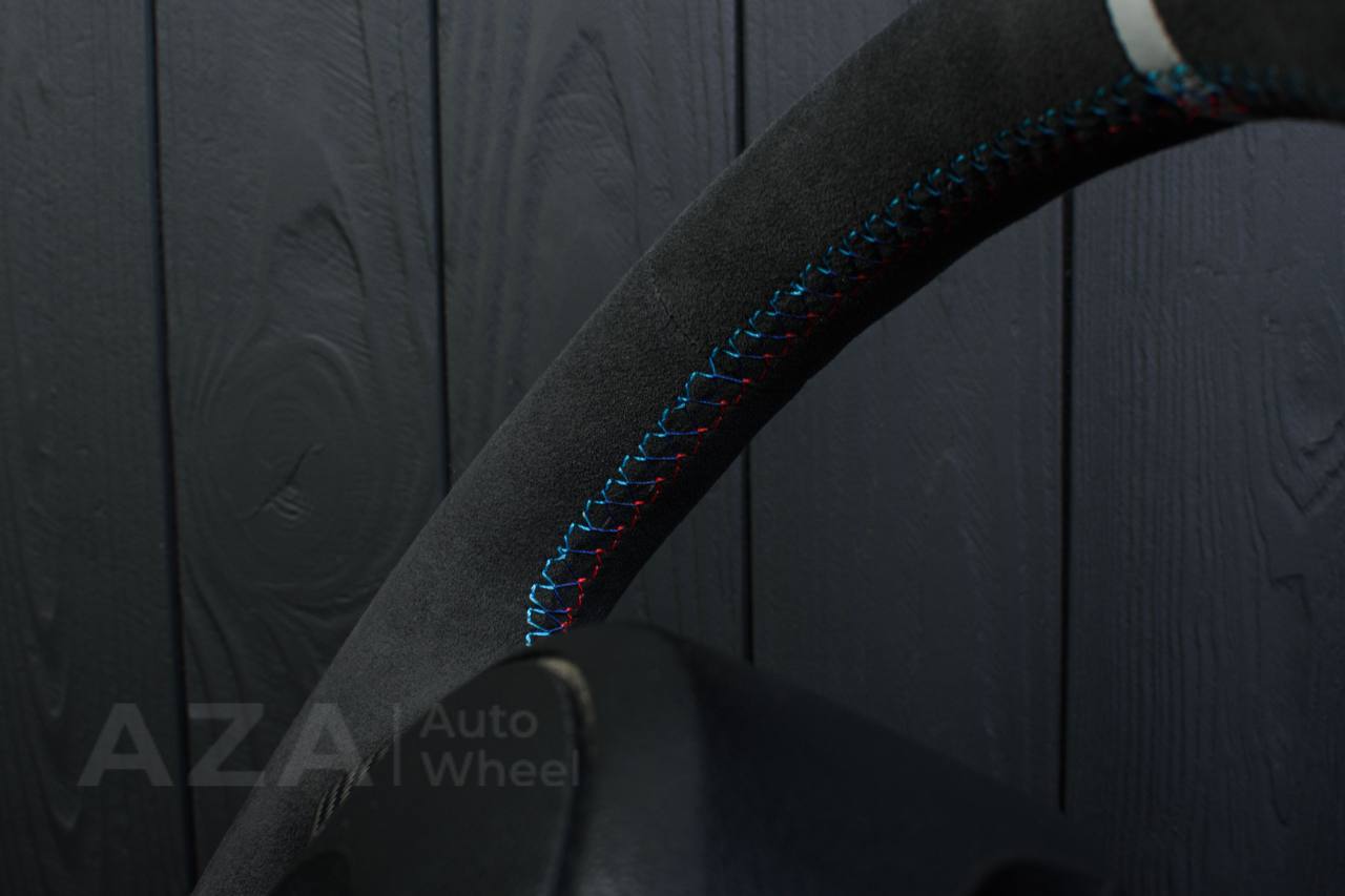 Steering wheel BMW E6X Carbon fiber trims/Alcantara/White stripe - Image 12