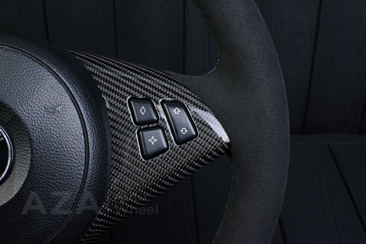 Steering wheel BMW E6X Carbon fiber trims/Alcantara/White stripe - Image 10