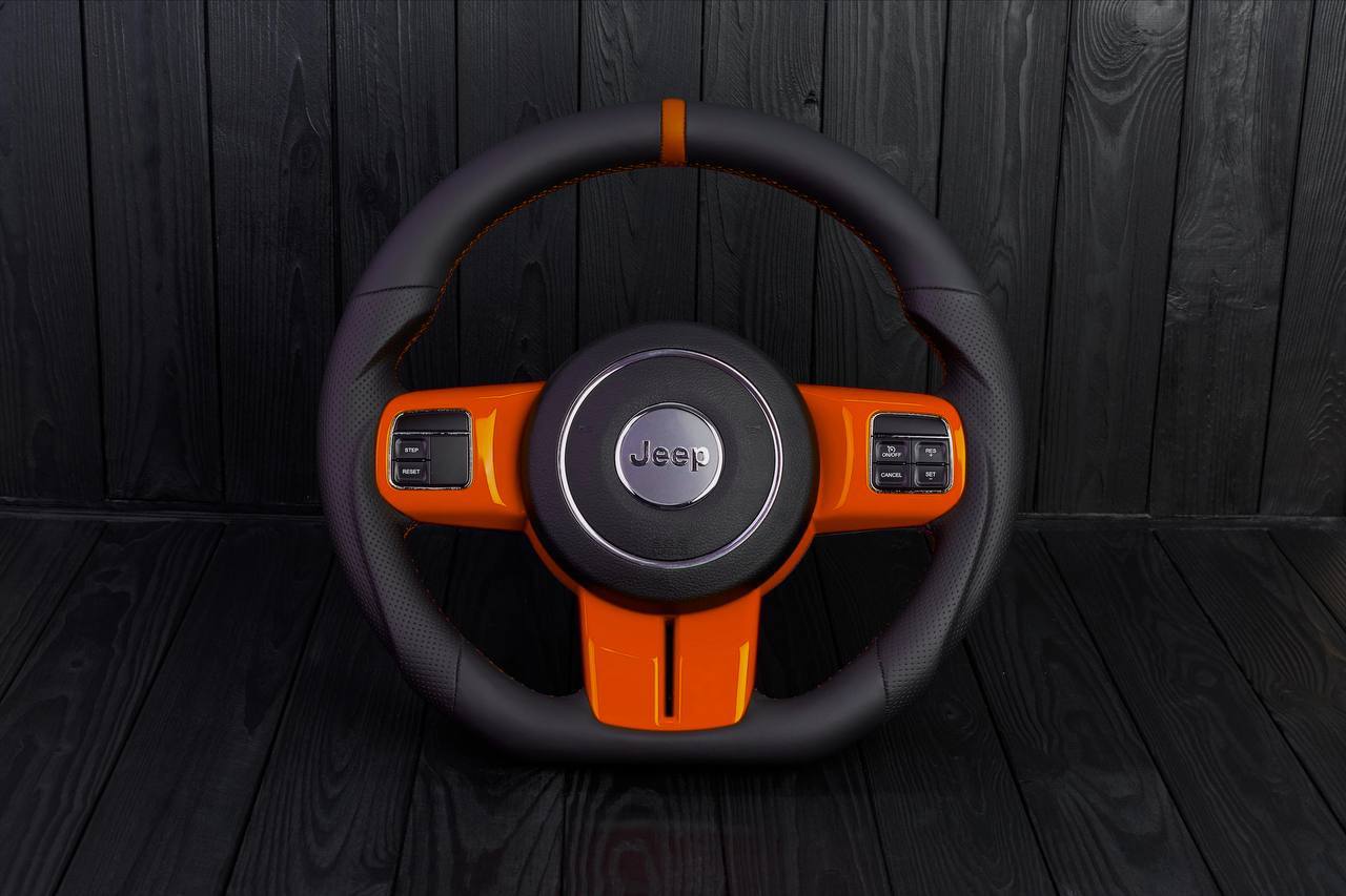 Steering wheel Jeep Wrangler,JK Rubicon,Sahara,Patriot, Compass 2011-2017 Napa/Perforated leather/Orange stripe
