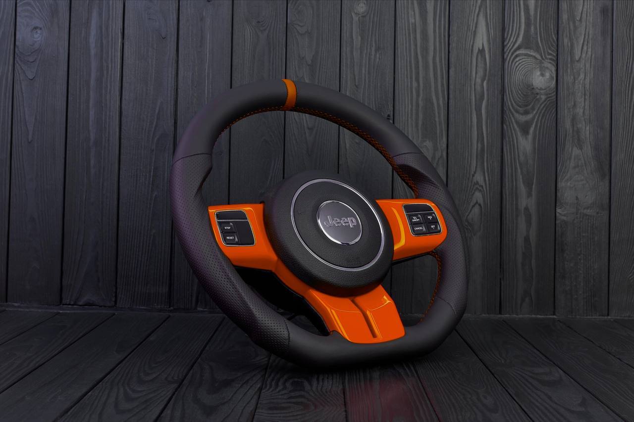 Steering wheel Jeep Wrangler,JK Rubicon,Sahara,Patriot, Compass 2011-2017 Napa/Perforated leather/Orange stripe - Image 4