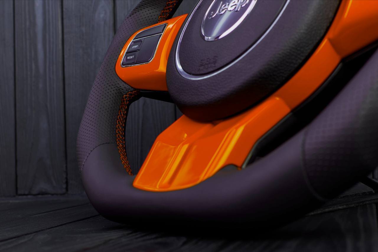 Steering wheel Jeep Wrangler,JK Rubicon,Sahara,Patriot, Compass 2011-2017 Napa/Perforated leather/Orange stripe - Image 8
