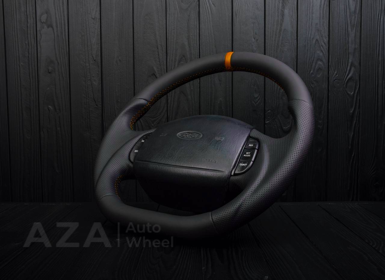 Steering wheel Ford F150/F250/F350 97-2007 Napa/Perforated leather/Orange stripe - Image 5