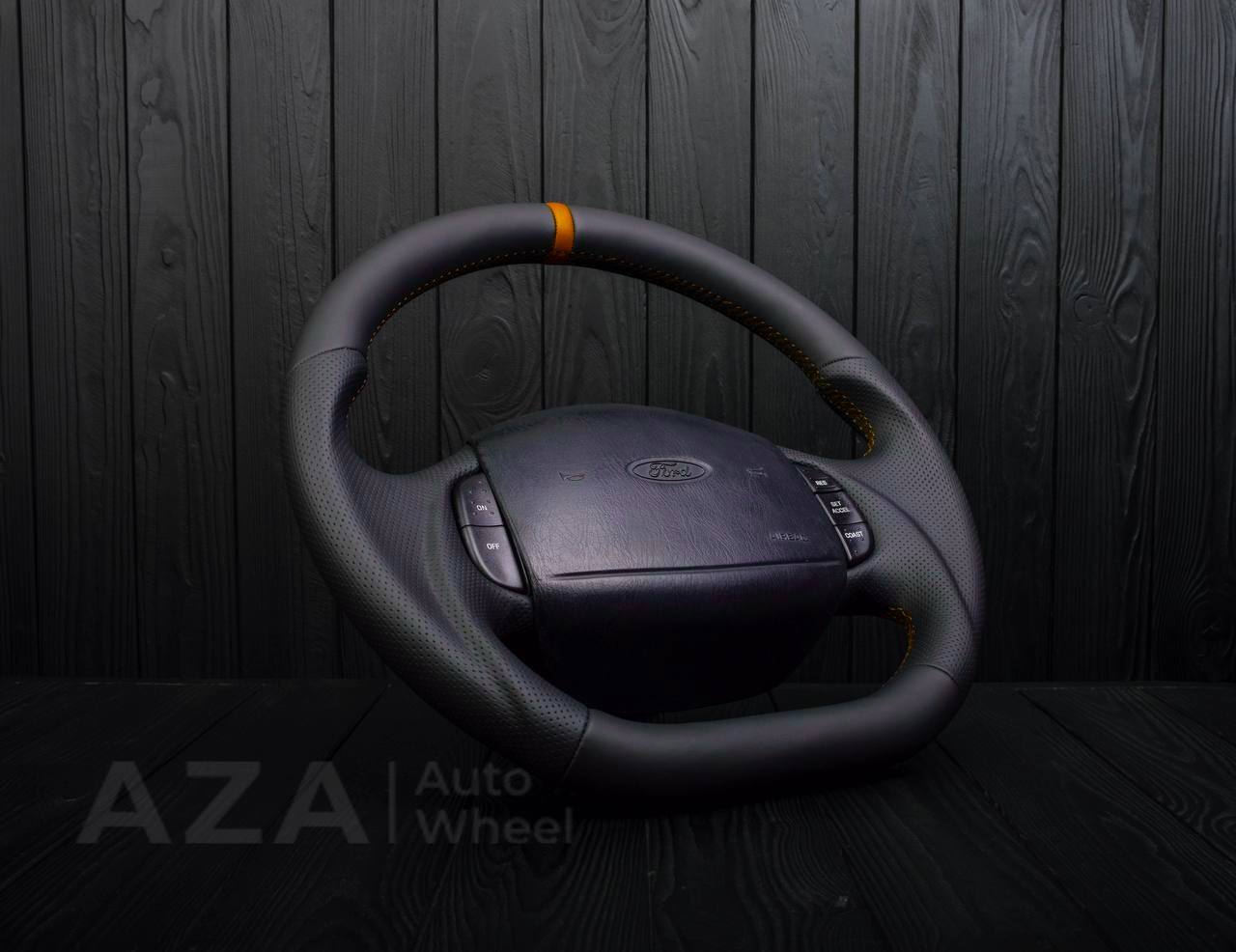 Steering wheel Ford F150/F250/F350 97-2007 Napa/Perforated leather/Orange stripe - Image 3
