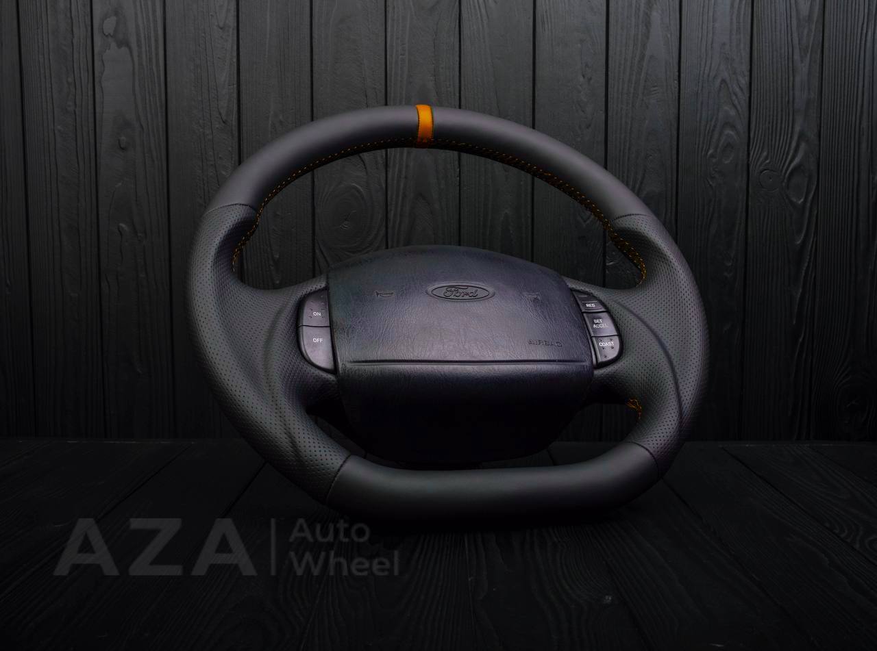 Steering wheel Ford F150/F250/F350 97-2007 Napa/Perforated leather/Orange stripe - Image 4