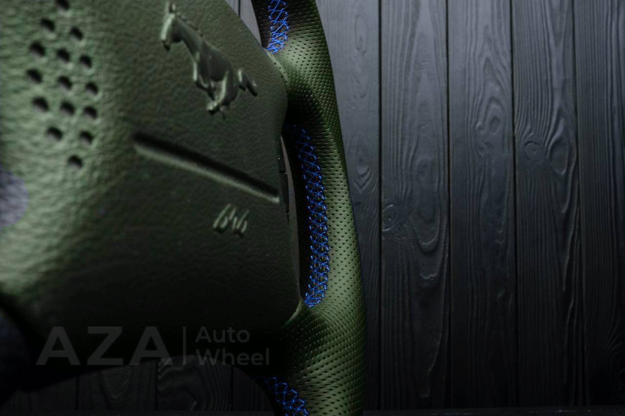 Steering wheel Ford Mustang GT Cobra Carbon fiber/Perforated leather/Blue stripe - Image 11