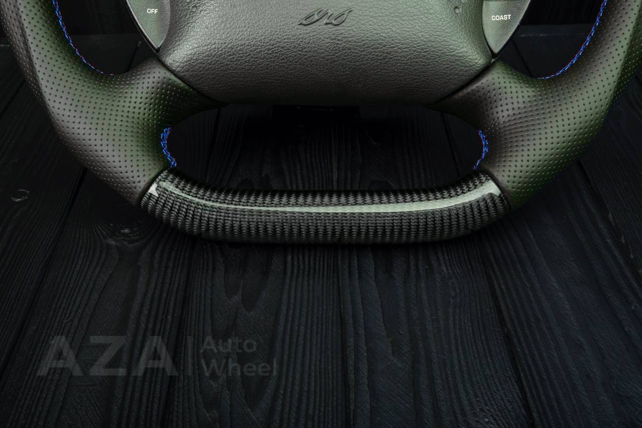Steering wheel Ford Mustang GT Cobra Carbon fiber/Perforated leather/Blue stripe - Image 9
