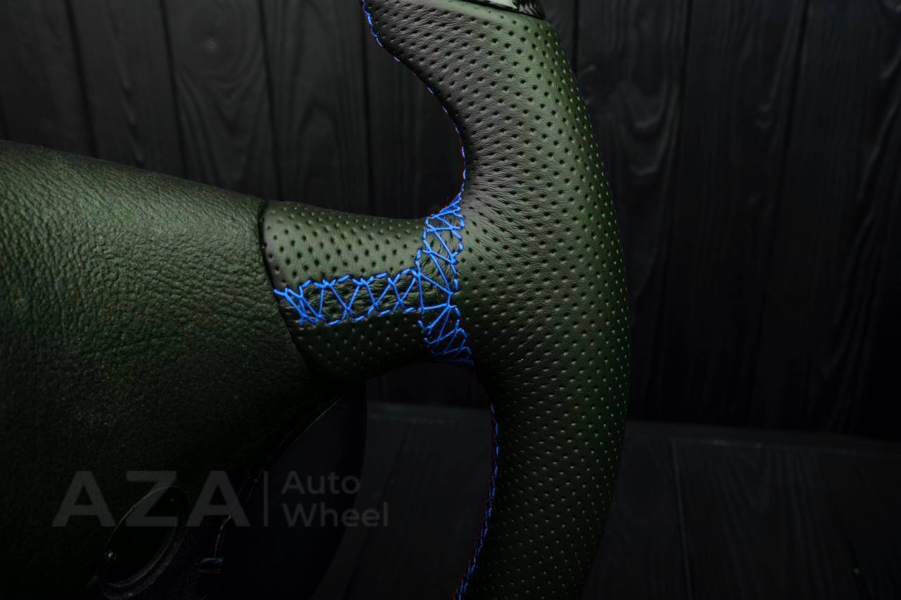 Steering wheel Ford Mustang GT Cobra Carbon fiber/Perforated leather/Blue stripe - Image 8