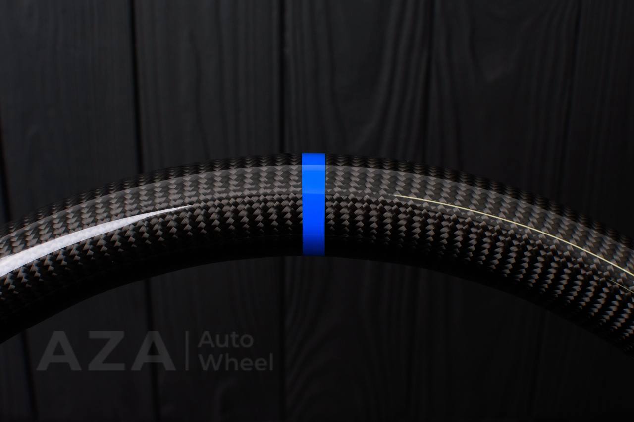 Steering wheel BMW E30 M-Tech 1 Nap 385mm converted to 370mm Carbon fiber/Alcantara/Blue stripe (any color stripe and stitch) - Image 17