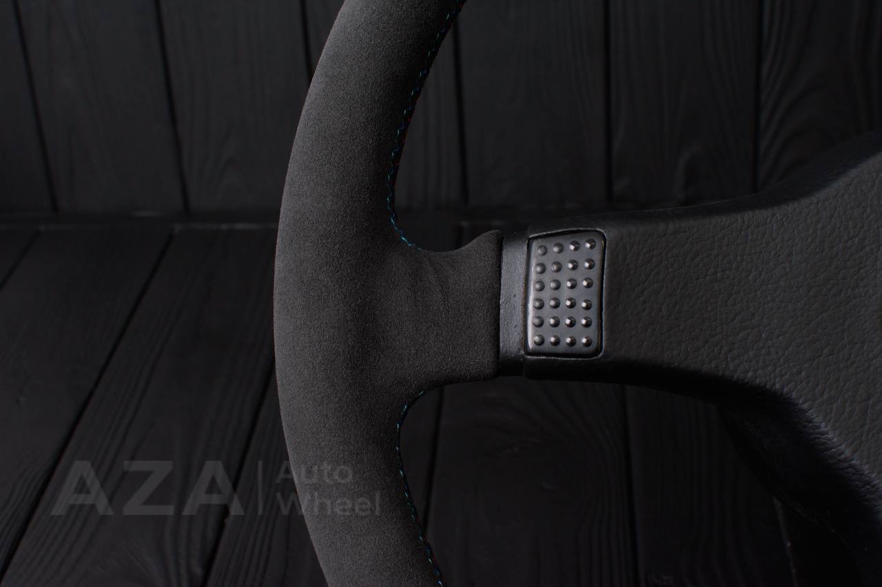 Steering wheel BMW E30 M-Tech 1 Nap 385mm converted to 370mm Carbon fiber/Alcantara/Blue stripe (any color stripe and stitch) - Image 10