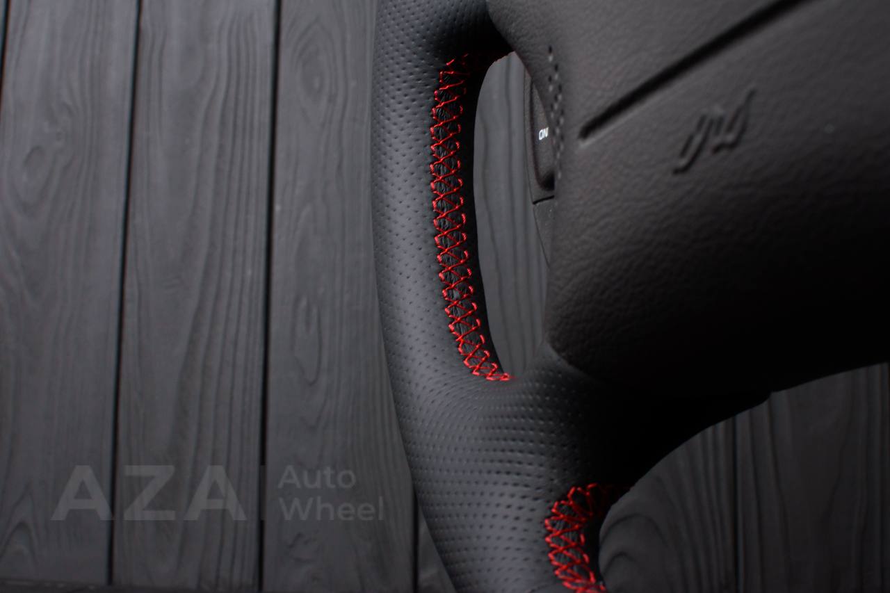 Steering wheel Ford Mustang GT Cobra Napa/Perforated leather/Red stripe (can be any color per request) - Image 10