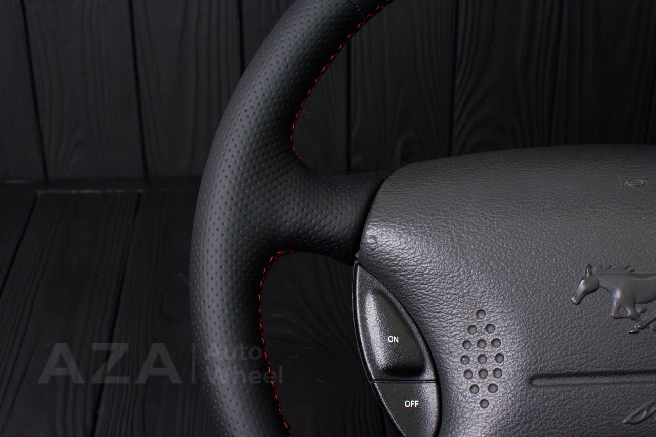 Steering wheel Ford Mustang GT Cobra Napa/Perforated leather/Red stripe (can be any color per request) - Image 9