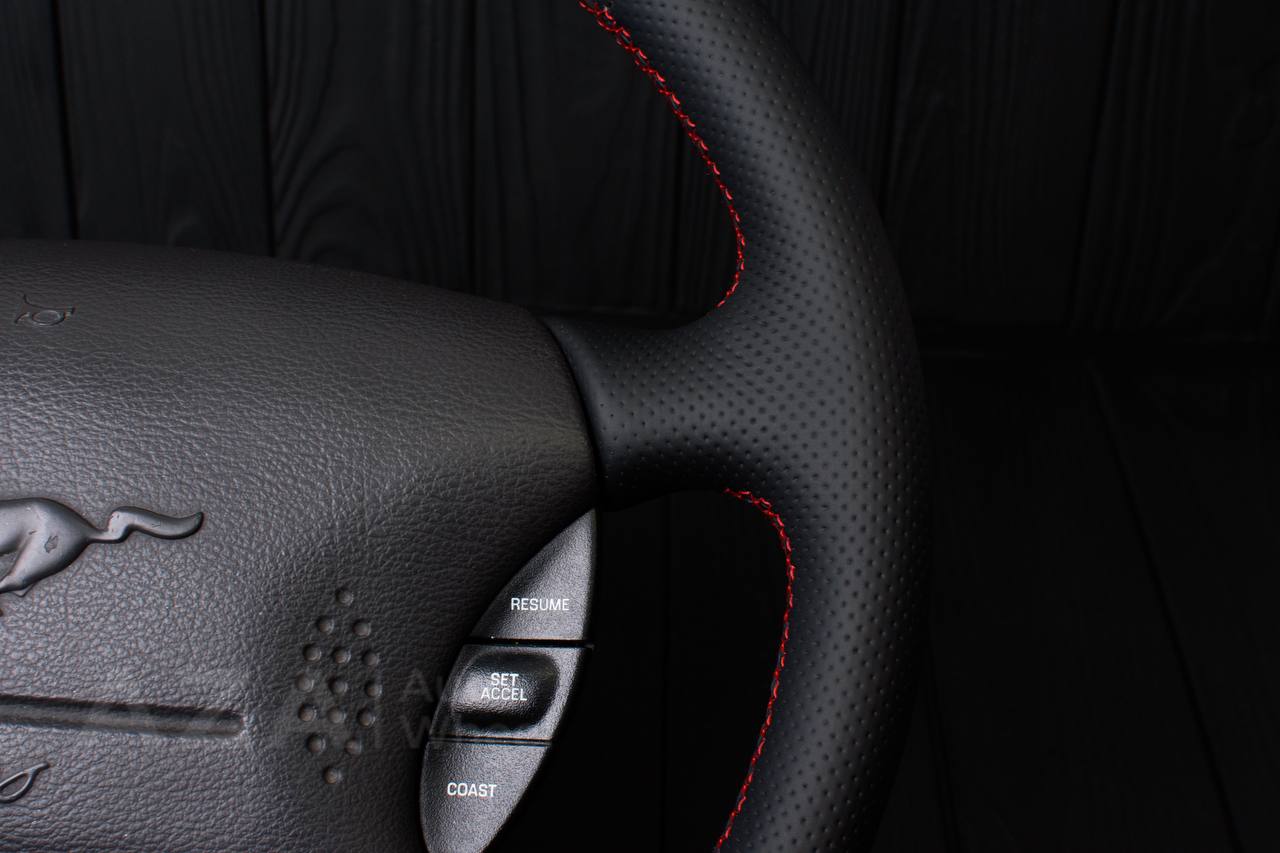 Steering wheel Ford Mustang GT Cobra Napa/Perforated leather/Red stripe (can be any color per request) - Image 7