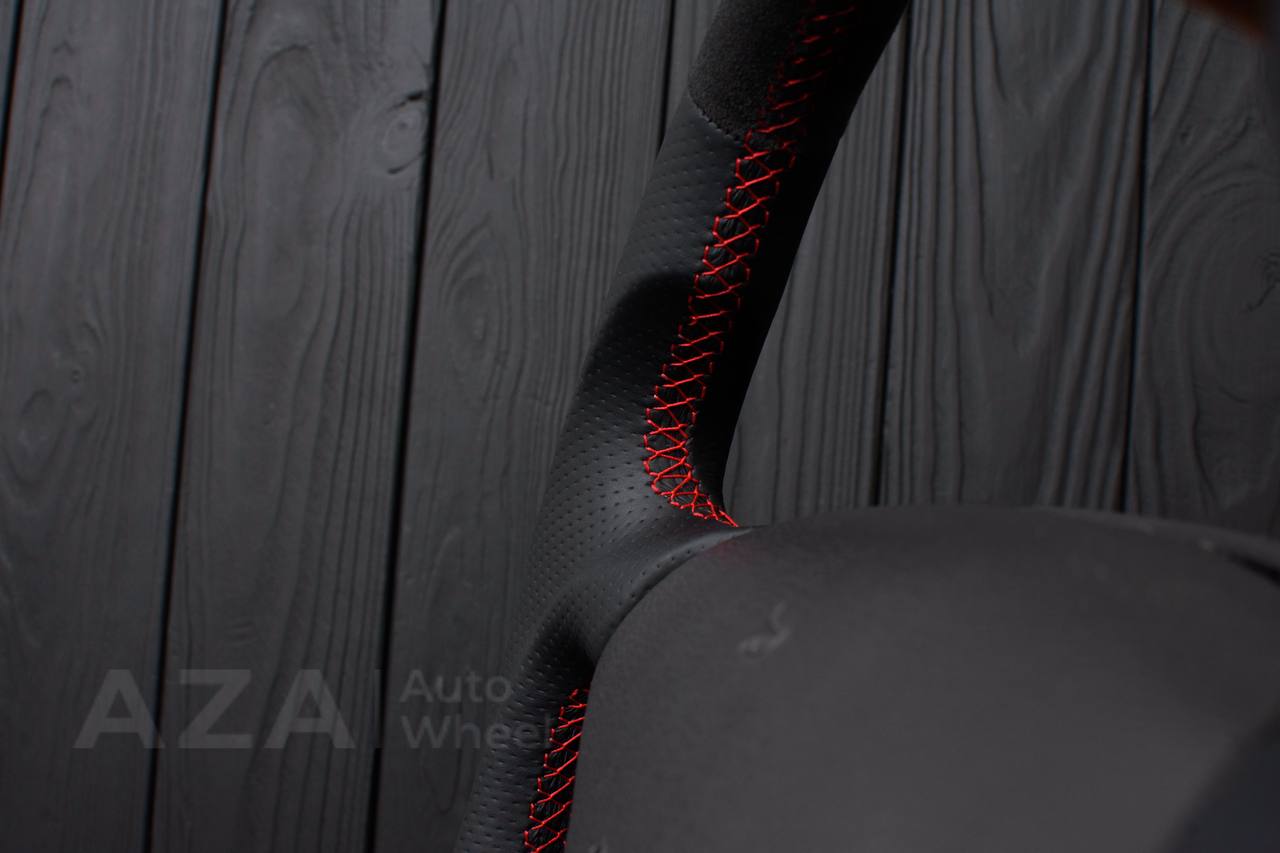 Steering wheel Ford Mustang GT Cobra Alcantara/Perforated leather/Red stripe - Image 9