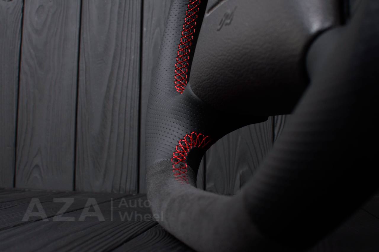 Steering wheel Ford Mustang GT Cobra Alcantara/Perforated leather/Red stripe - Image 8