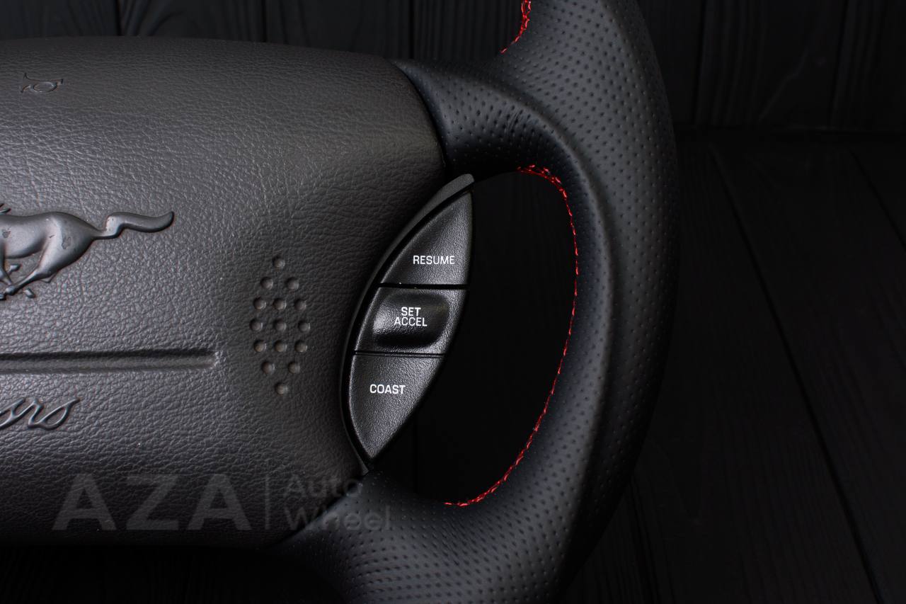 Steering wheel Ford Mustang GT Cobra Alcantara/Perforated leather/Red stripe - Image 6