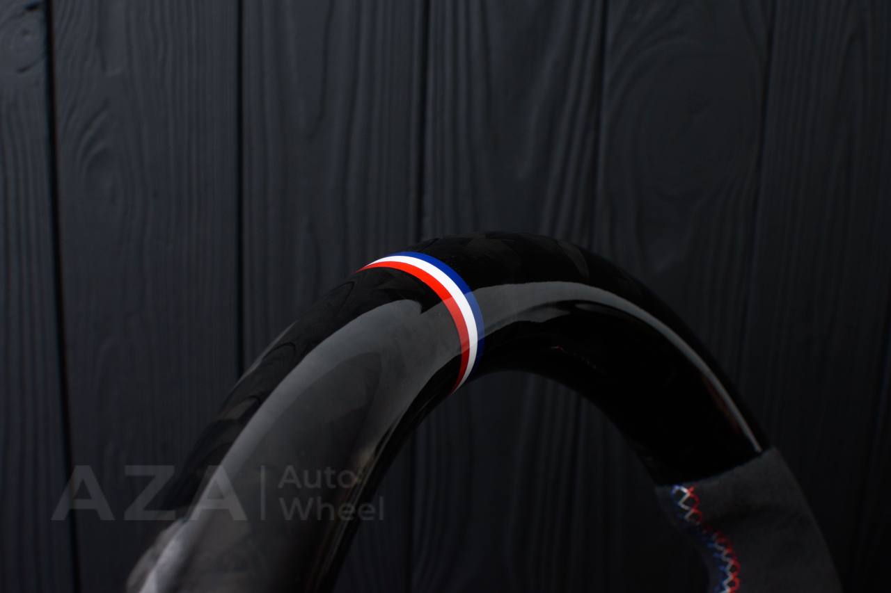 Steering wheel JEEP Wrangler JK Rubicon Sahara Patriot Compass 2011-2017 Carbon fiber/Alcantara/American flag colors - Image 16